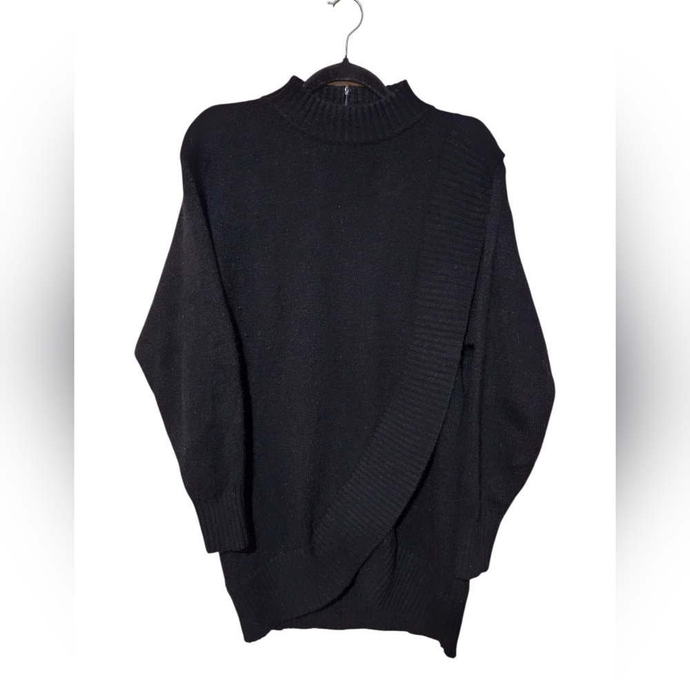 Vintage 90's I.B. Diffusion Lambswool Angora Black Draped Sweater Size Small